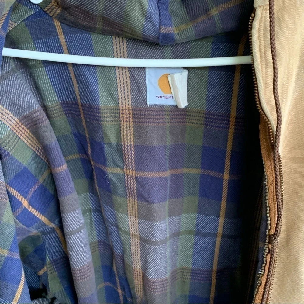 Vintage Carhartt Canvas Flannel Lined Jacket Hood USA Union Tag Size Men’s XXL